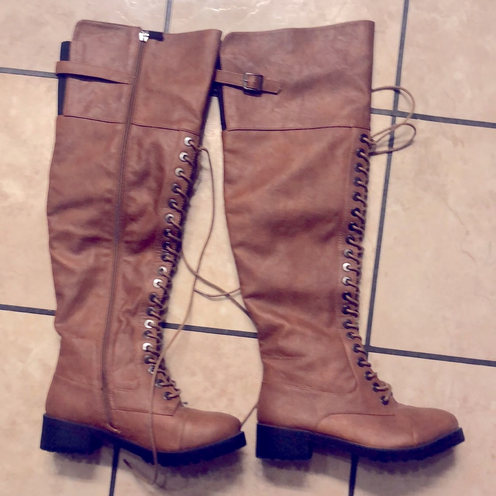 Lace up over the knee boots
